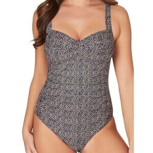Nip tuck Nautical Foil Joanne Twist Front Tummy Control  One Piece Swimsuit Sz 8